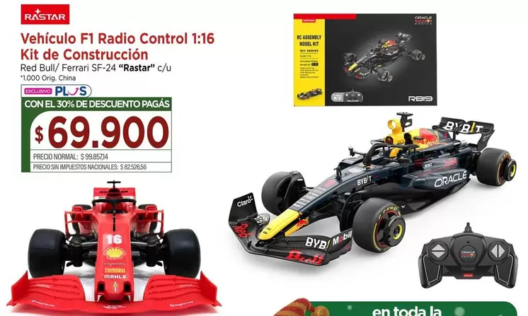 Red Bull - Vehículo F1 Radio Control 1:16 Kit de Construcción