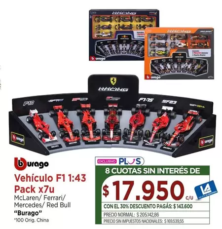 Red Bull - Vehículo F1 1:43 Pack x7u
