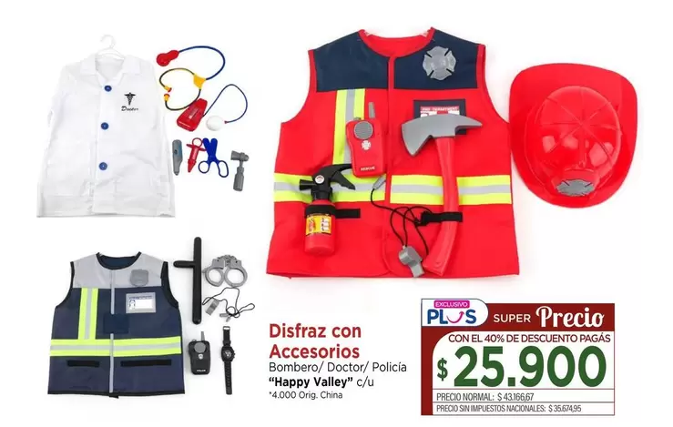 Disfraz con Accesorios Bombero/Doctor/Policia