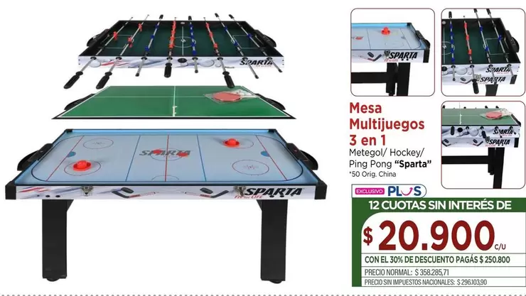 Mesa Multijuegos 3 en 1