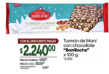 Bariloche - Turrón de Maní con chocolate