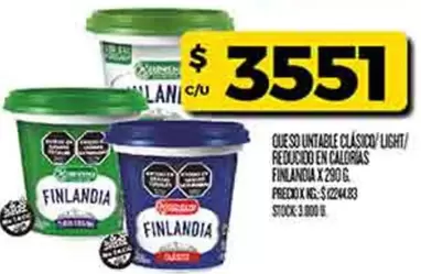 Finlandia - QUESO UNTABLE CLÁSICO/LIGHT/REDUCIDO EN CALORIAS