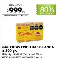 X$ - GALLETITAS CRIOLLITAS DE AGUA