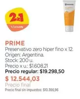 Prime - Preservativo zero hiper fino x 12