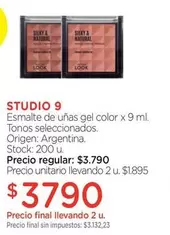 Look - Esmalte de uñas gel color x 9 ml. Tonos seleccionados.