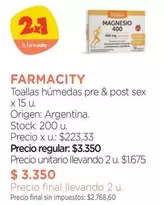 farmacity - Toallas húmedas pre & post sex
