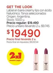 Look - Labial en barra creamy lips con ácido hialurónico