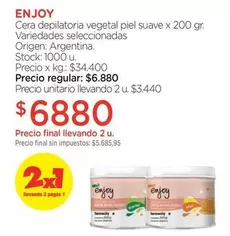 Suave - Cera depilatoria vegetal piel suave x 200 gr.