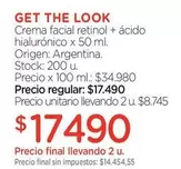 Look - Crema facial retinol + ácido hialurónico