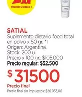 X$ - Suplemento dietario food total en polvo x 50 gr