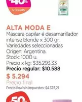 farmacity - Máscara capilar é desamarillador intense blonde x 300 gr.