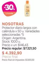 Nosotras - Protector diario largos con caléndula x 50 u. Variedades seleccionadas *5