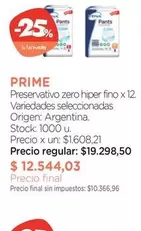 Prime - Preservativo zero hiper fino x 12
