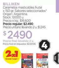 Billiken - Caramelos masticables frutal