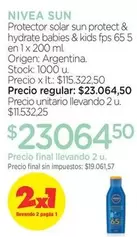 Nivea - Protector solar sun protect & hydrate babies & kids fps 65