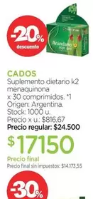 Rojo - Suplemento dietario k2 menaquinona