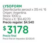 Lysoform - Desinfectante aerosol x 315 ml. *6