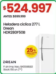 Drean - Heladera ciclica 277 l. HDR280F50B
