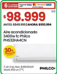 Philco - Aire acondicionado 3400w fc PHS32HA4CN