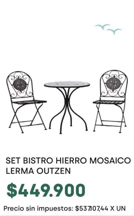 X$ - SET BISTRO HIERRO MOSAICO LERMA OUTZEN