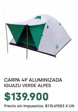 X$ - CARPA 4P ALUMINIZADA IGUAZU VERDE ALPES