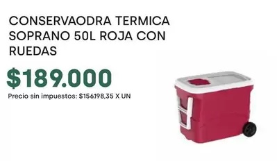 X$ - TERMICA SOPRANO 50L ROJA CON RUEDAS