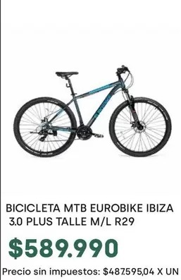 X$ - MTB IBIZA 3.0 PLUS TALLE M/L R29
