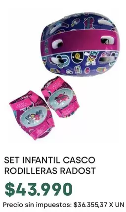 X$ - SET INFANTIL CASCO RODILLERAS RADOST
