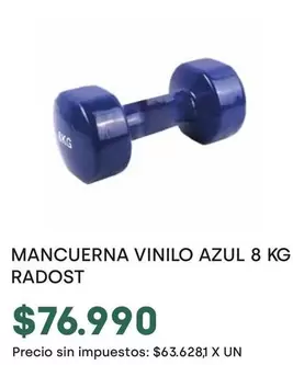 X$ - MANCUERNA VINILO AZUL 8 KG