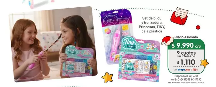 princesas - Set de bijou y trenzadora Princesas, TINY caja plastica