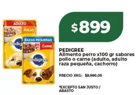 Pedigree - Alimento perro x100 gr sabores pollo o carne (adulto, adulto raza pequeña, cachorro)