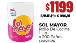 Sol Mayor - Rollo De Cocina 1 Un. x 200 Paños.