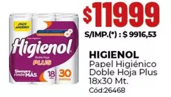 Higienol - Papel Higiénico Doble Hoja Plus