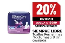 Siempre Libre - Toallas Femeninas Nocturnas x 8 Un.