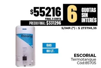 Escorial - Termotanque Cód:85705
