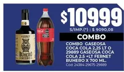 Coca cola - GASEOSA COCA COLA 2,25 LT O 29889 GASEOSA COCA COLA 2.5 + FERNET BUHERO X 700 ML