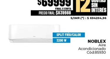 Noblex - Aire Acondicionado Cód:85930