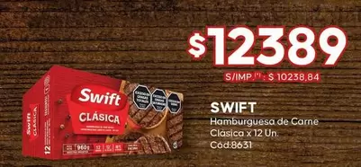 Swift - Hamburguesa de Carne Clasica x 12 Un