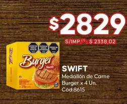 Swift - Medallón de Carne Burger x 4 Un.