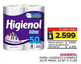 Higienol - Papel Higienico H/Simple Aloe Panal