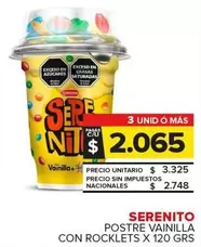 Serenito - Postre Vainilla Con Rocklets