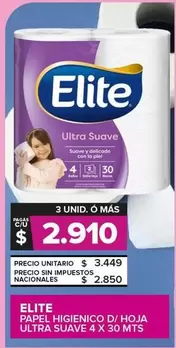 Elite - Papel Higienico D/Hoja Ultra Suave
