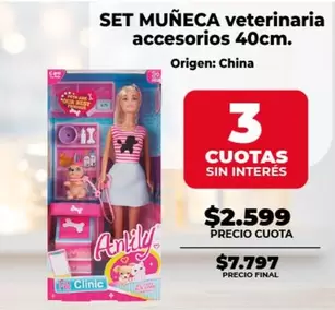 Best - SET MUÑECA veterinaria accesorios 40cm.