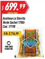 Mas - Aceituna Verde Sachet 170Gr Cod. 17198