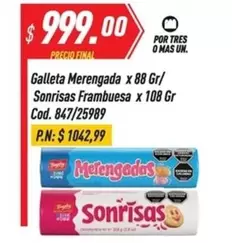 Mas - Galleta Merengada x 88 Gr/ Sonrisas Frambuesa x 108 Gr Cod. 847/25989
