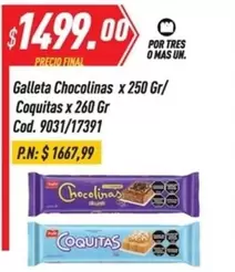 chocolinas - Galleta Chocolinas x 250 Gr/ Coquitas x 260 Gr Cod. 9031/17391