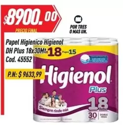 Higienol - Papel Higienico DH Plus 18x30Mt