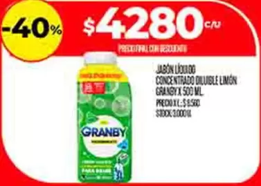 Granby - JABON LIQUIDO CONCENTRADO DILUIBLE LIMON