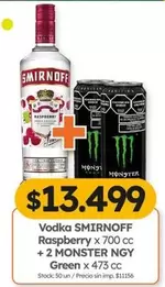 Smirnoff - Vodka Raspberry + 2 MONSTER NGY Green