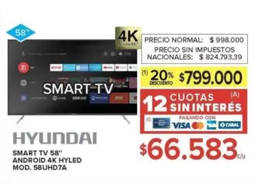 Hyundai - SMART TV 58" ANDROID 4K HYLED MOD. 58UHD7A